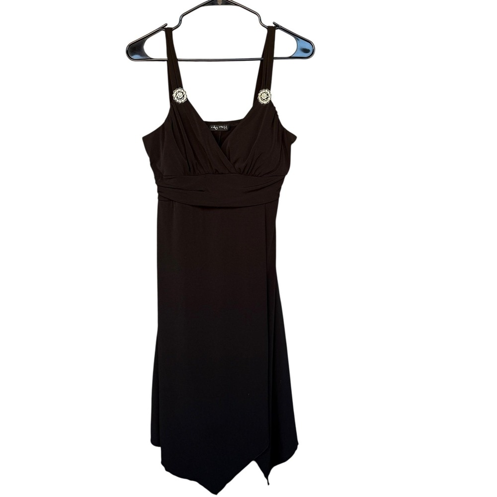 Ruby Rox Dress Womens Medium Black Handkerchief Hem Rhinestone Party Cocktail